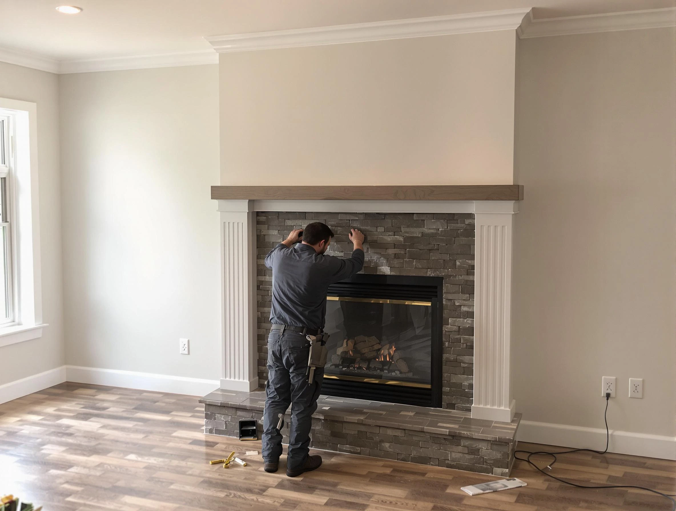 La Vergne Chimney Sweep finishing a custom fireplace install in La Vergne, TN
