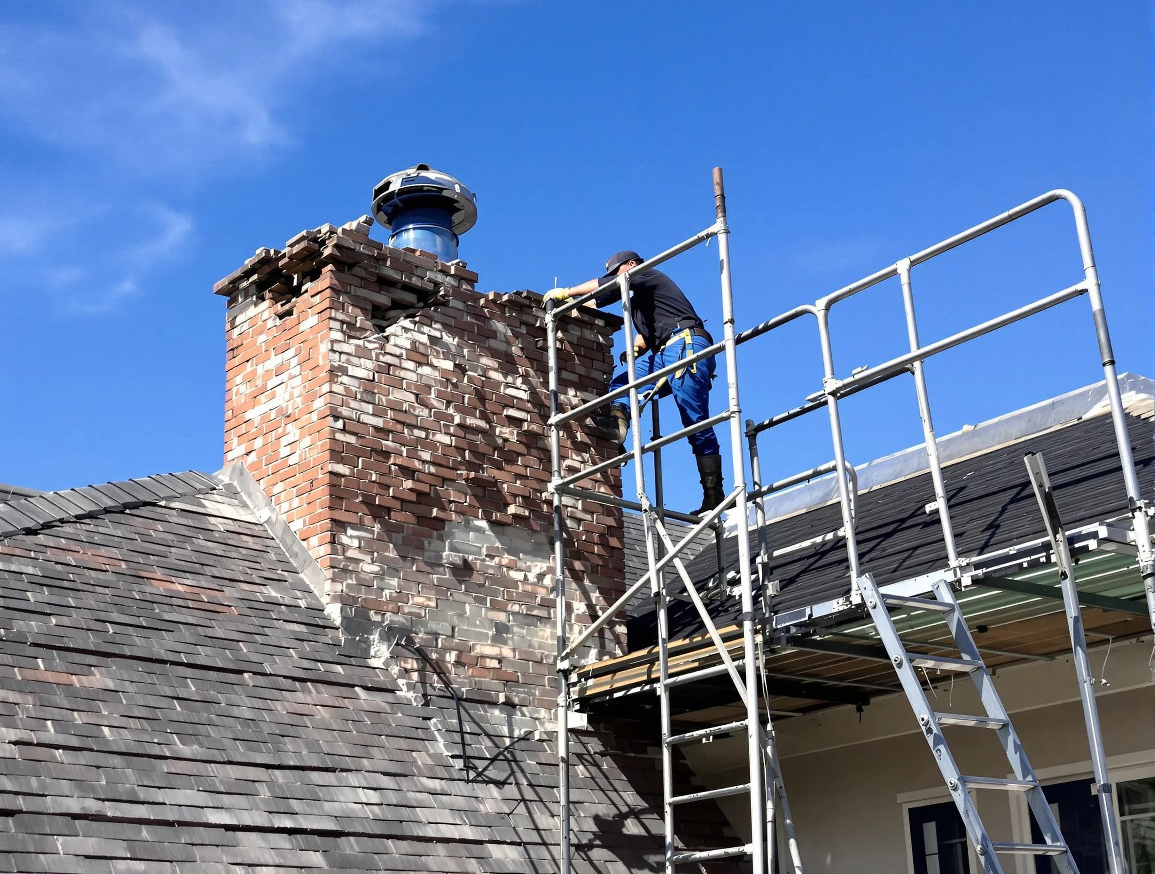 Rebuilding a chimney structure by La Vergne Chimney Sweep in La Vergne, TN