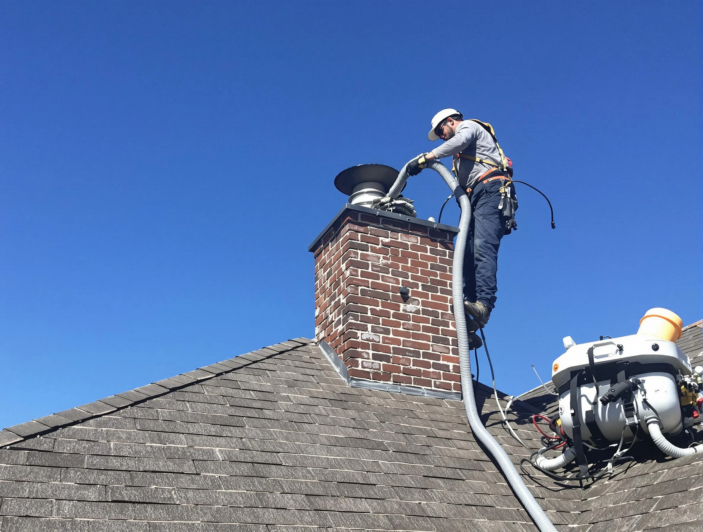 Dedicated La Vergne Chimney Sweep team member cleaning a chimney in La Vergne, TN