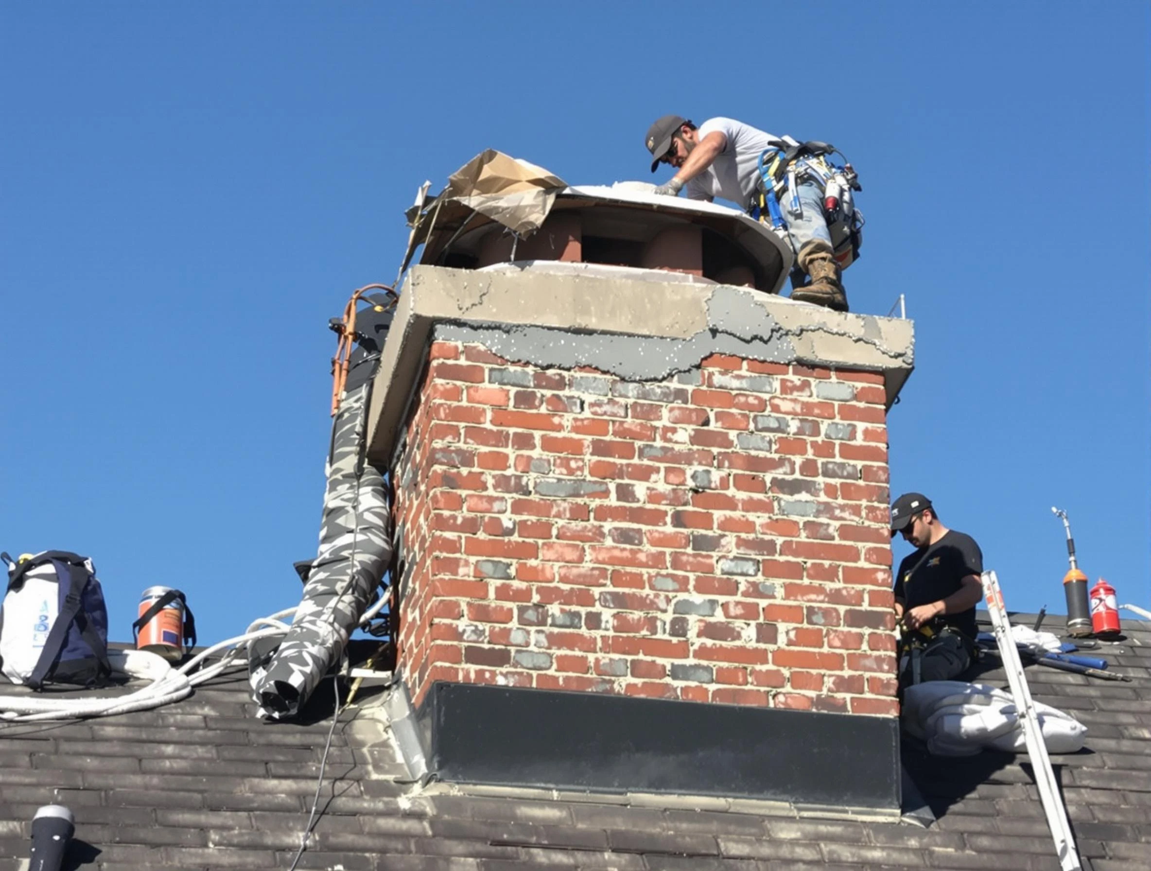 La Vergne Chimney Sweep installing a custom chimney crown in La Vergne, TN