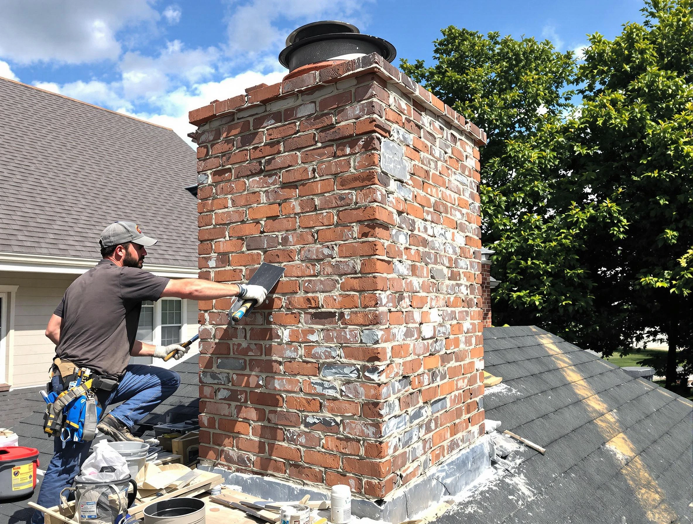 Completed chimney rebuild by La Vergne Chimney Sweep in La Vergne, TN