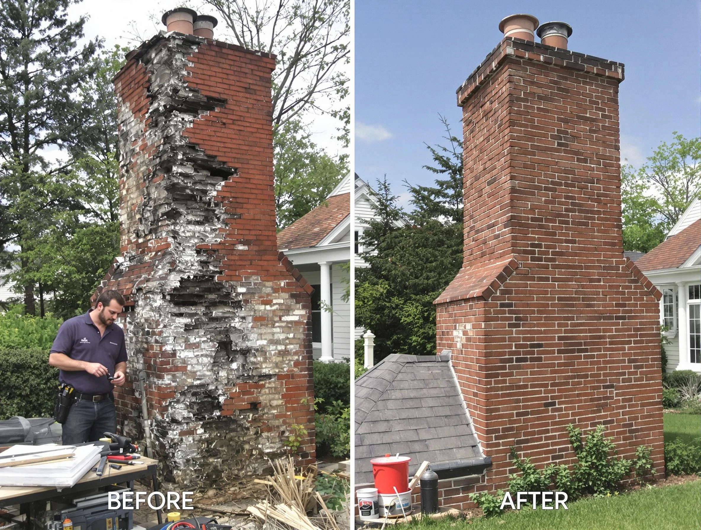 La Vergne Chimney Sweep performing a full chimney restoration in La Vergne, TN