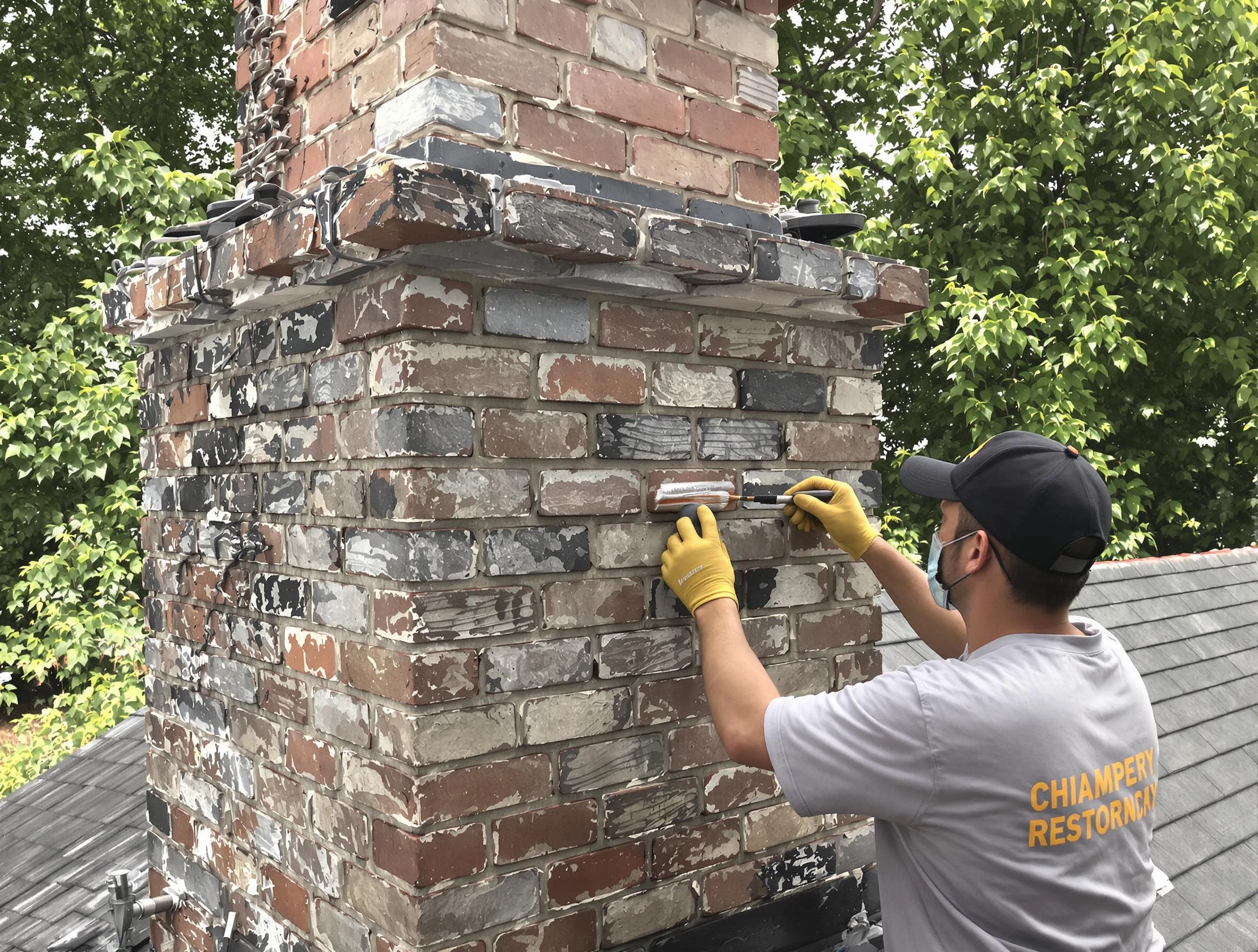 In-progress chimney restoration by La Vergne Chimney Sweep in La Vergne, TN