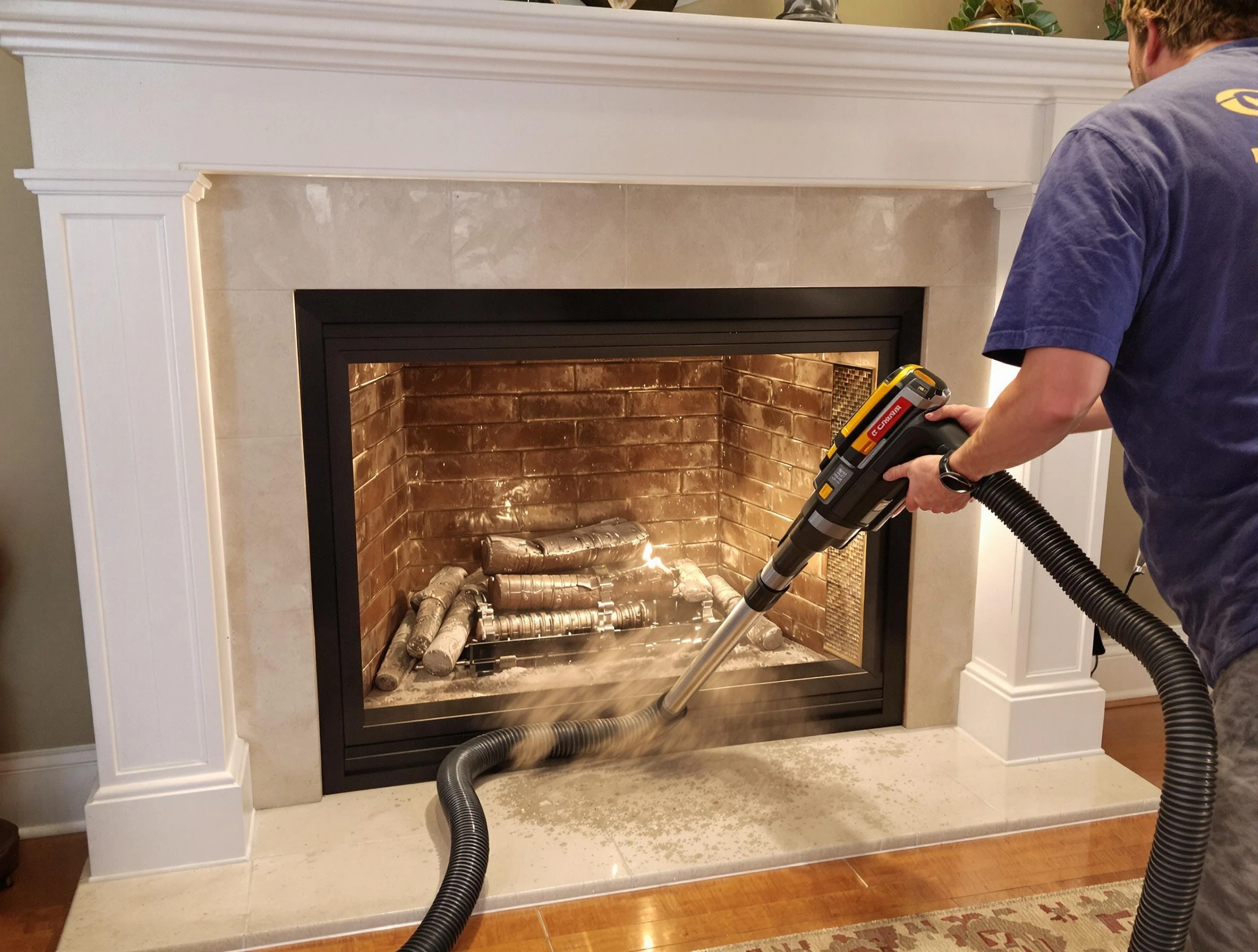 Fireplace cleaning performed by La Vergne Chimney Sweep in La Vergne, TN